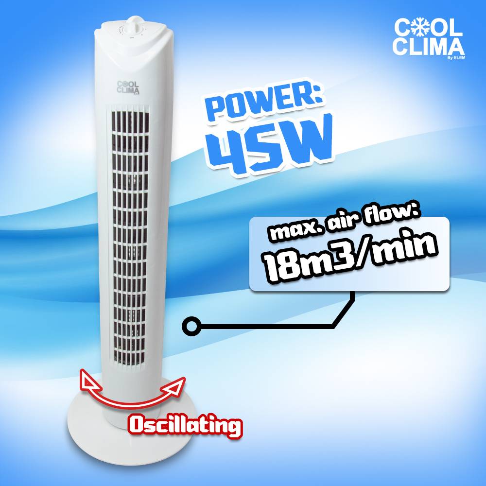Cool Clima - Ventilateur colonne 45W avec timer - Cool clima - Image 2