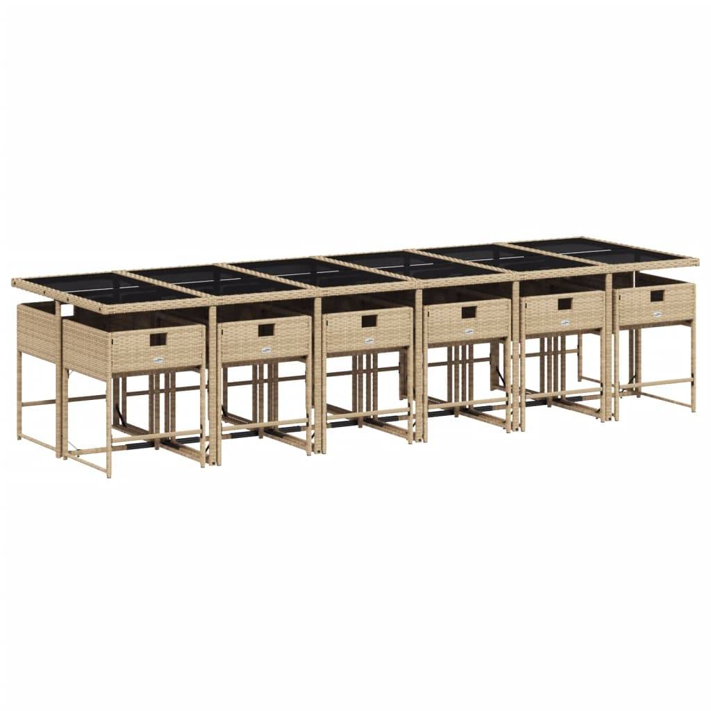 ComfortXL - Salon de Jardin Encastrable 12 Places en Résine Tressée, Table 330cm Verre Noir et Fauteuils beiges – ComfortXL Outdoor Living - Image 3