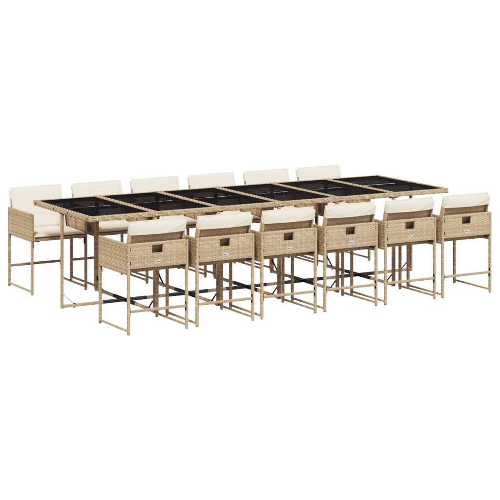 ComfortXL - Salon de Jardin Encastrable 12 Places en Résine Tressée, Table 330cm Verre Noir et Fauteuils beiges – ComfortXL Outdoor Living - Image 2