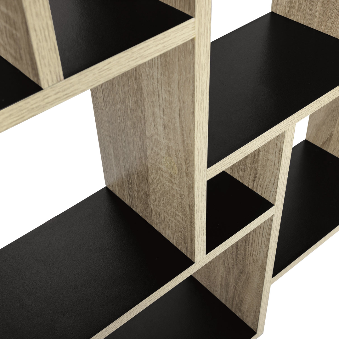 Etagère murale double position LUCAS bois façon hêtre et noir - Image 6