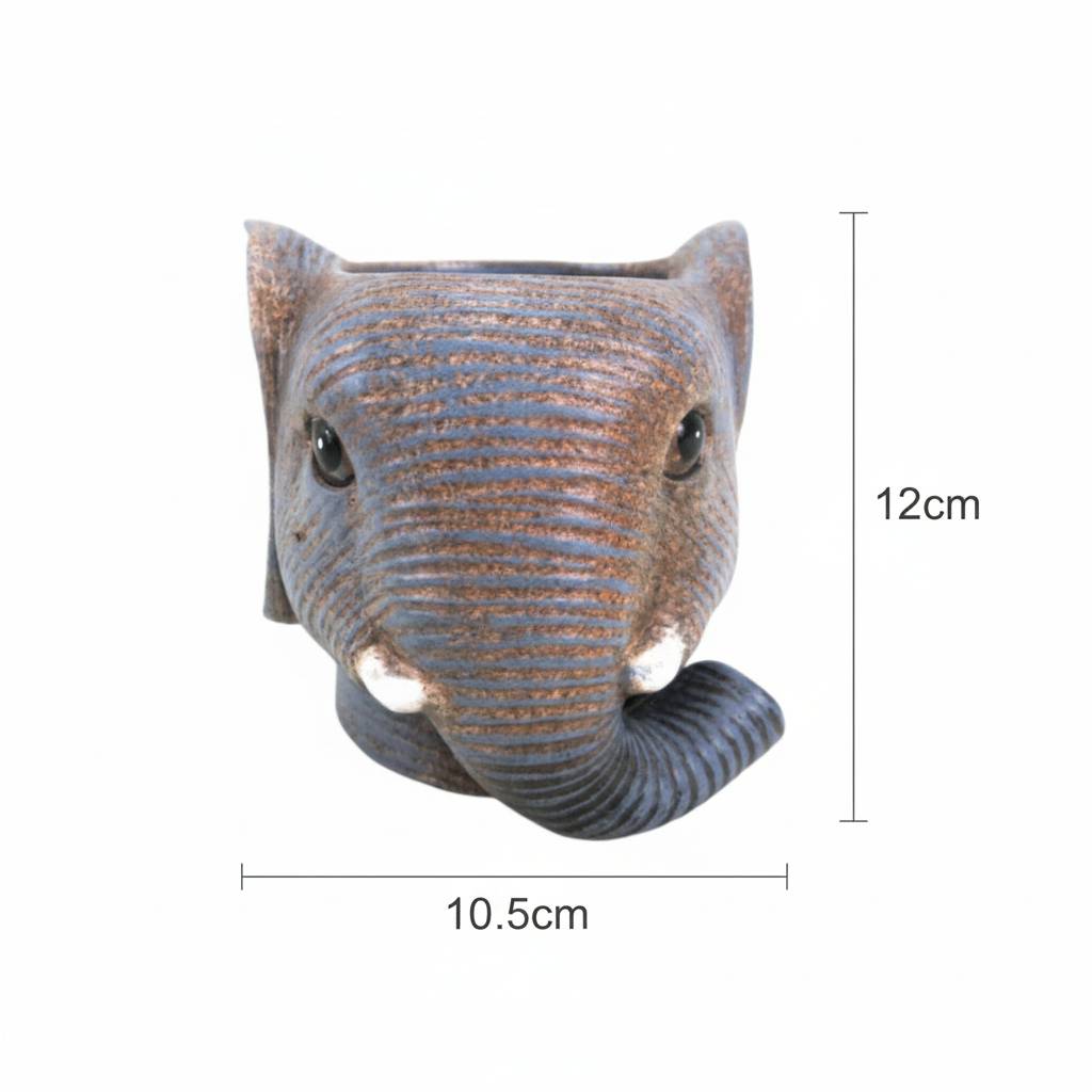 Pot de fleurs enfant motif éléphant - gris - D.11cm - Image 3