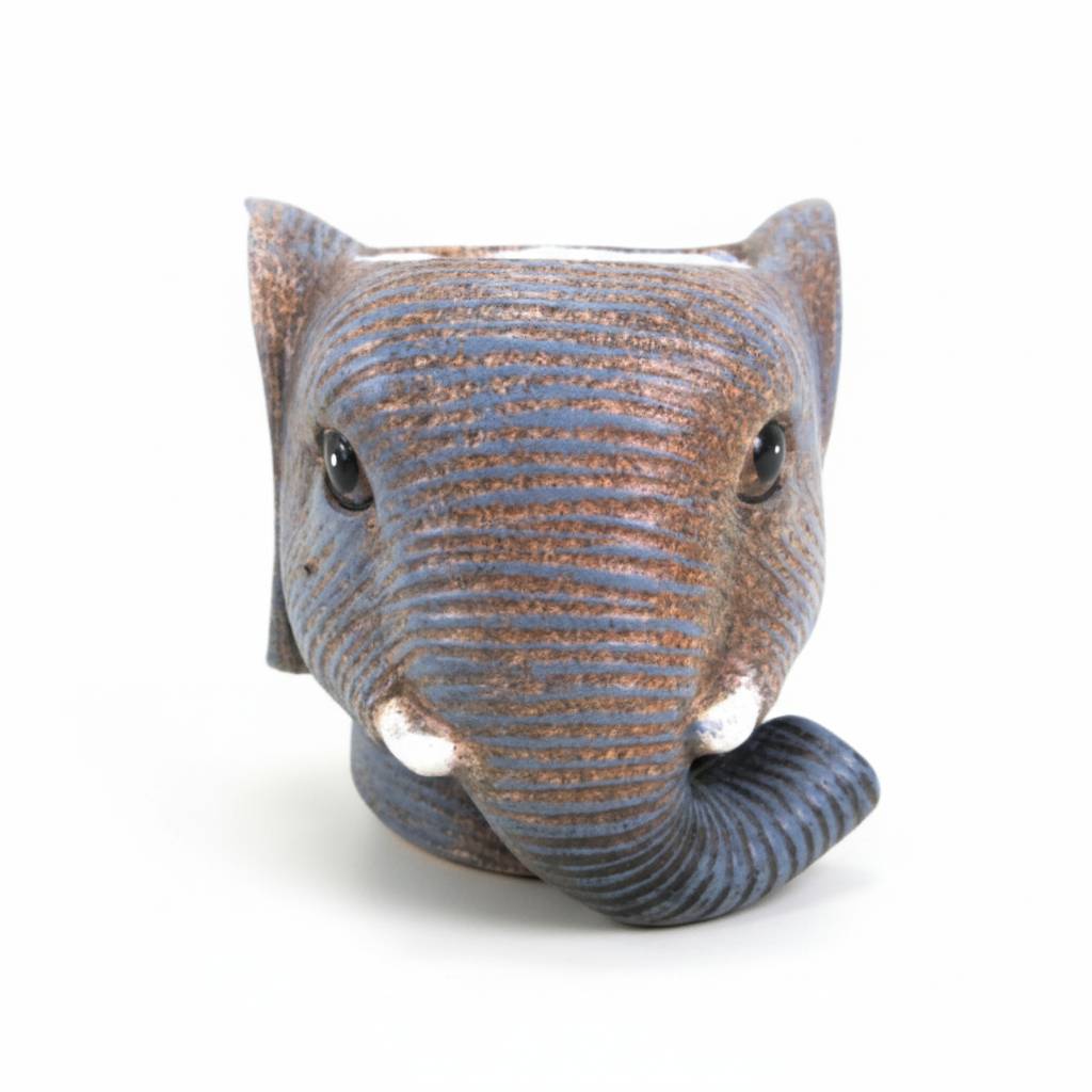Pot de fleurs enfant motif éléphant - gris - D.11cm - Image 1