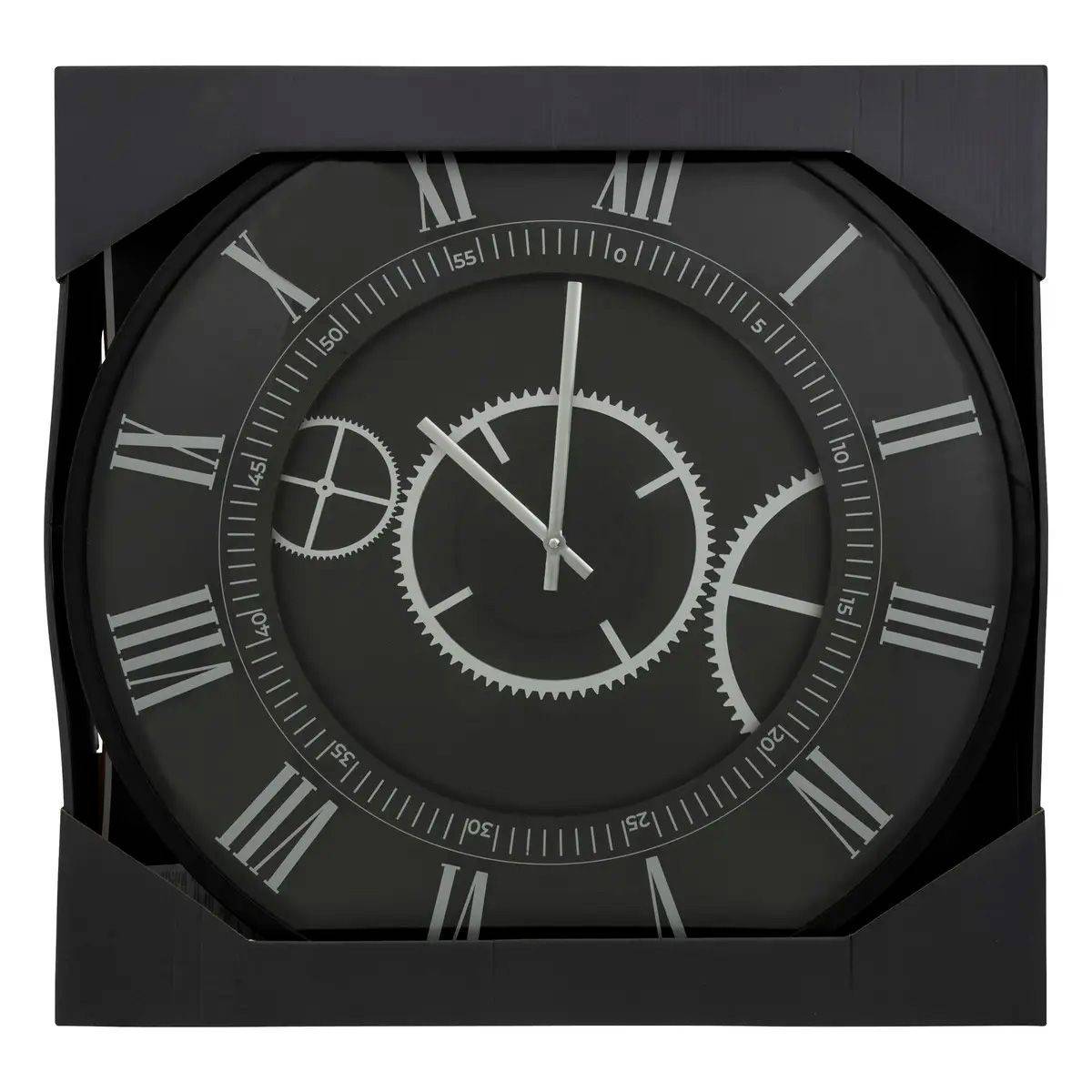 Pendule murale en métal Noir et Argent métallisé D 57 cm - Imagen 3