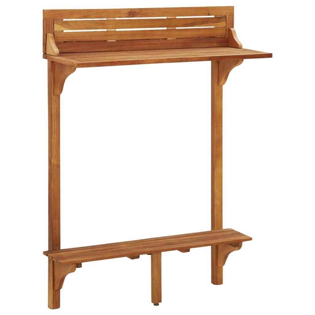 Helloshop26 - Ensemble de bar de balcon 3 pièces bois d'acacia massif - Imagen 2
