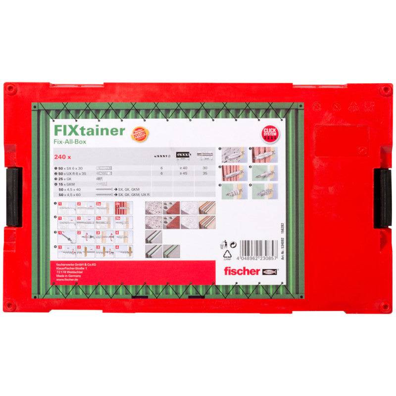 Fischer - Boîte modulable FIXtainer tous matériaux FISCHER 534092 avec 240 chevilles UX, SX et GK avec vis Fischer - Imagen 2