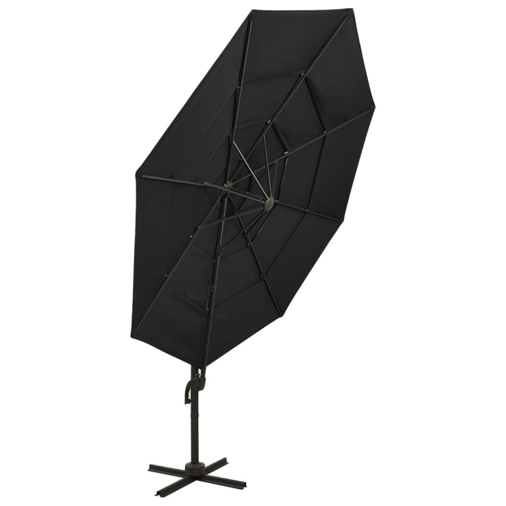 Parasol à 4 niveaux avec mât en aluminium 3 x 3 m noir - Image 3
