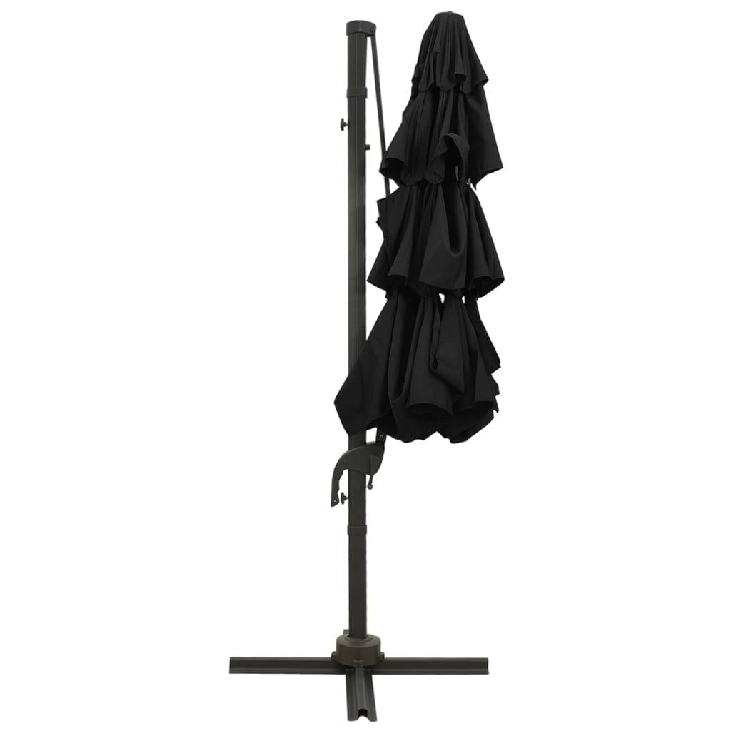 Parasol à 4 niveaux avec mât en aluminium 3 x 3 m noir - Image 4