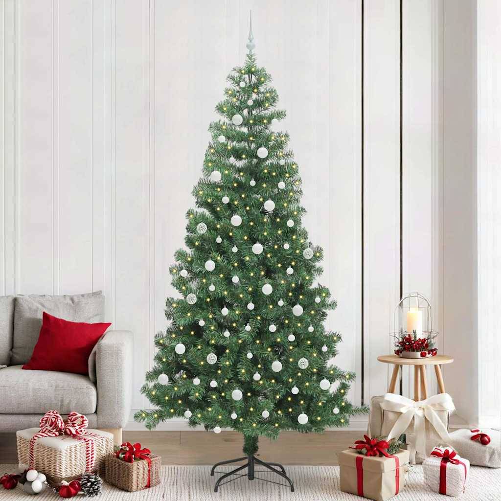 Sapin de Noël | Arbre de Noël avec 300 LED avec support Vert 240 cm PVC Maison Chic - Image 2