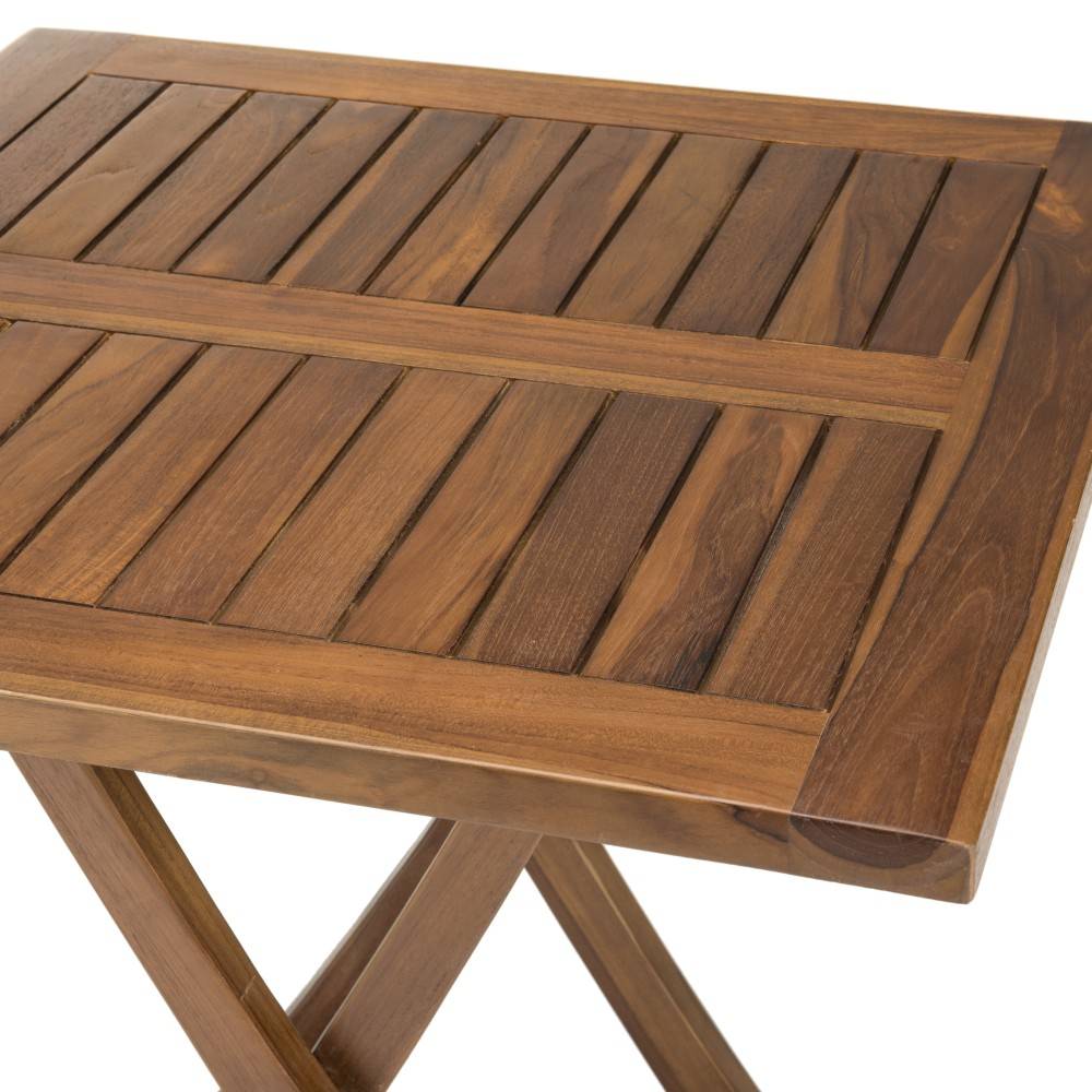 Macabane - MAEVA - Table de jardin 2 pers. carrée pliante 70x70cm bois teck huilé - Imagen 5