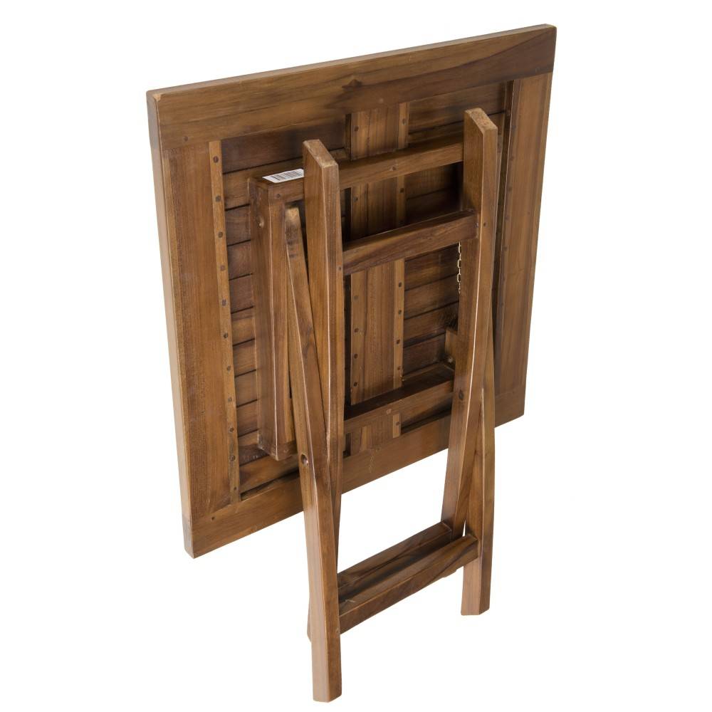 Macabane - MAEVA - Table de jardin 2 pers. carrée pliante 70x70cm bois teck huilé - Imagen 7