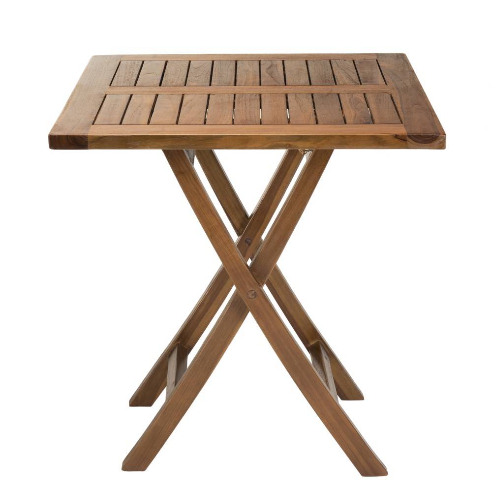 Macabane - MAEVA - Table de jardin 2 pers. carrée pliante 70x70cm bois teck huilé - Imagen 4