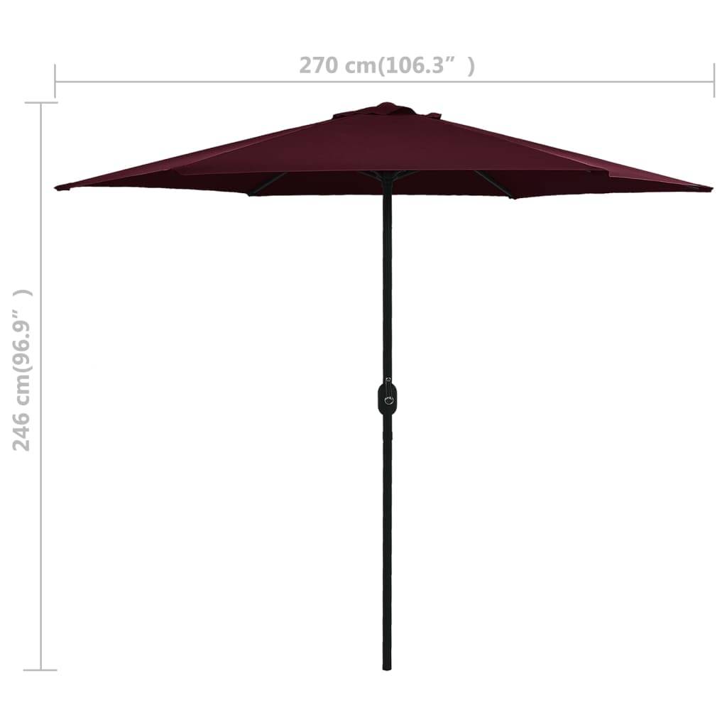 Helloshop26 - Parasol d'extérieur et mât en aluminium 270 x 246 cm bordeaux - Imagen 6