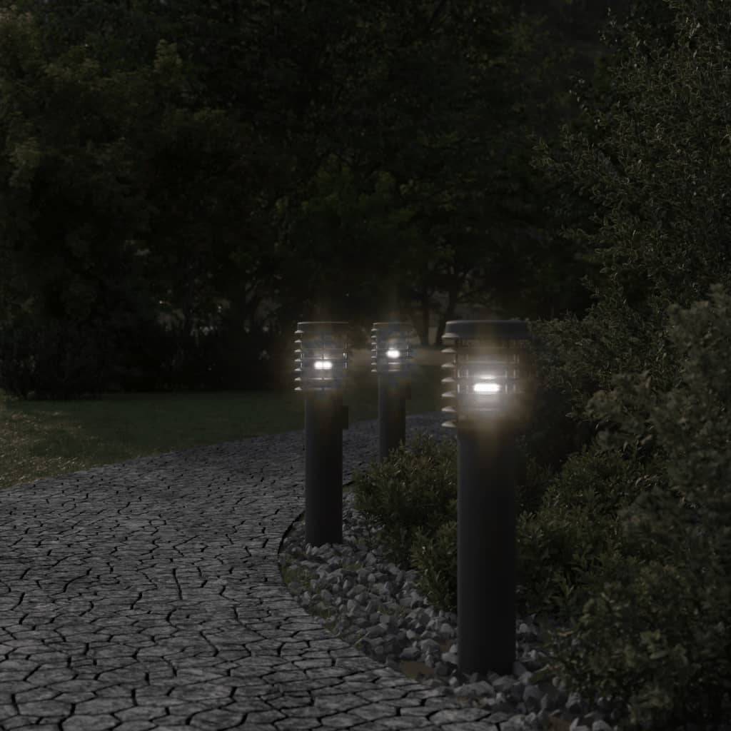 3 pcs Lampadaires de jardin - Lampadaires d'extérieur avec sortie noir acier inoxydable - Image 3