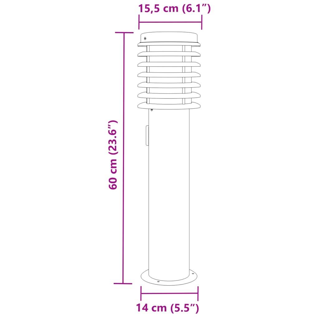 3 pcs Lampadaires de jardin - Lampadaires d'extérieur avec sortie noir acier inoxydable - Image 7