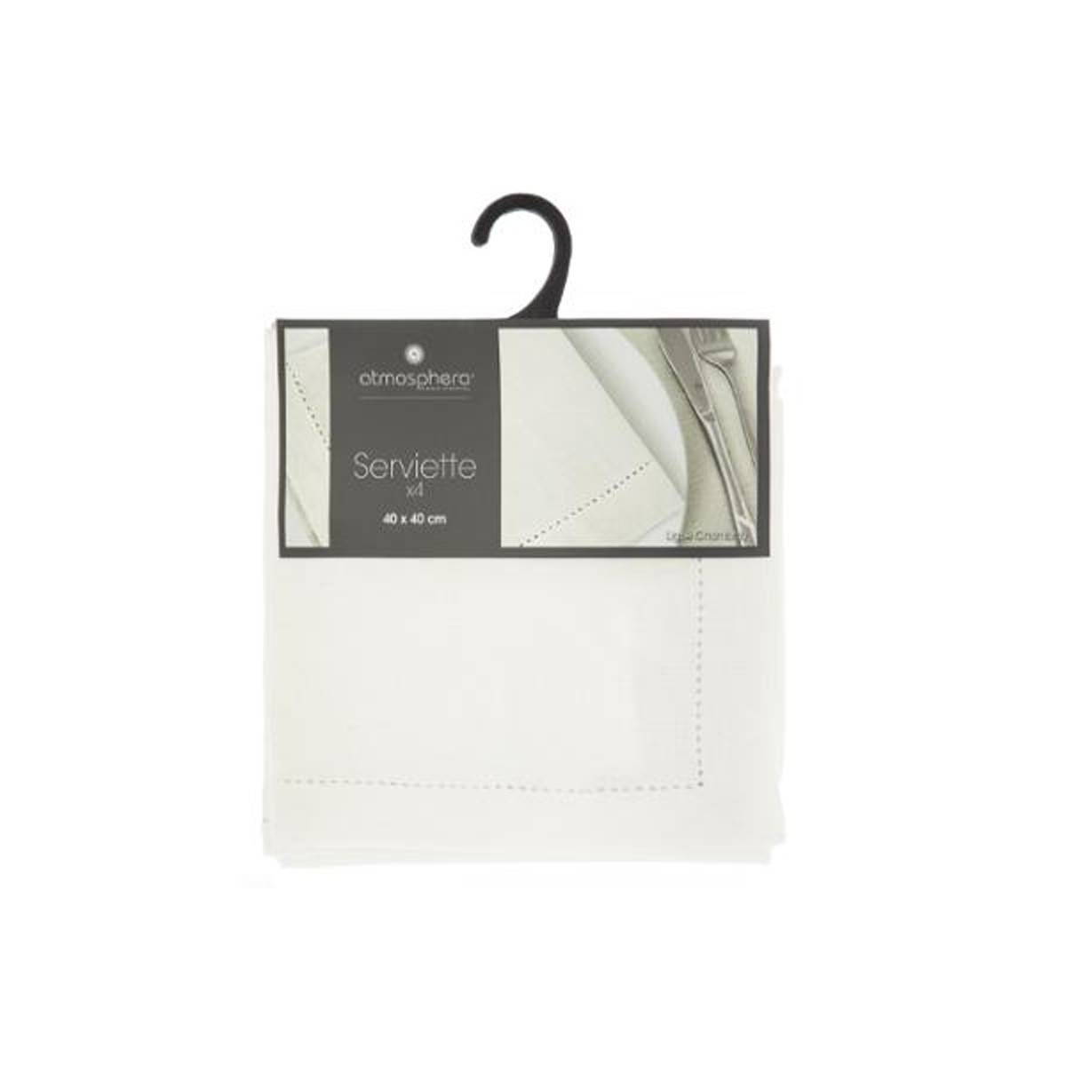 Lot de 4 Serviettes de table en Coton Blanc 40 x 40 cm - Image 4