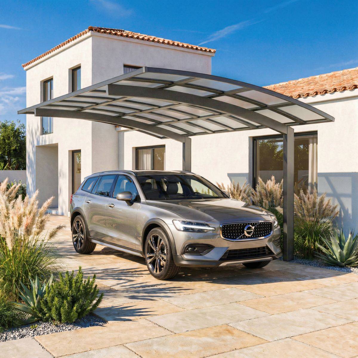 Direct Abris - Carport Aluminium Autoportant BOLTON - 500 x 300 - 1 Voiture - Toiture en Polycarbonate Traite Anti-UV - Image 1