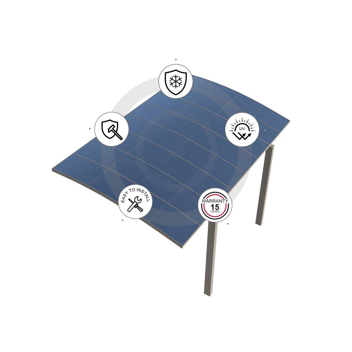 Direct Abris - Carport Aluminium Autoportant BOLTON - 500 x 300 - 1 Voiture - Toiture en Polycarbonate Traite Anti-UV - Image 9