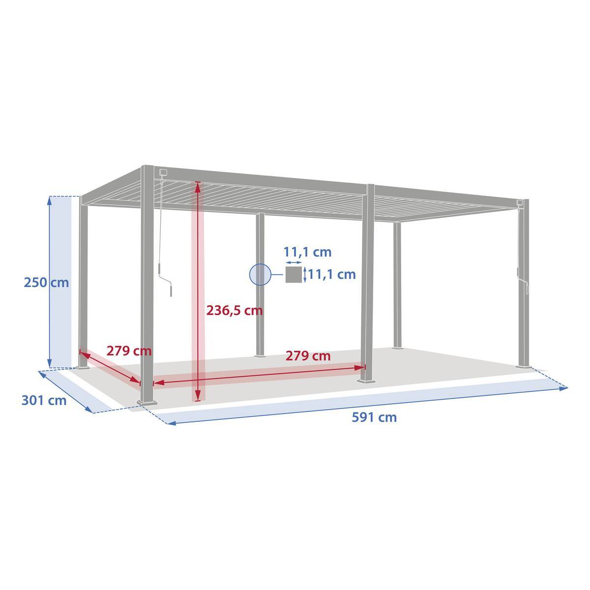 Hesperide - Pergola bioclimatique autoportante Evora 6x3m argile - Hespéride - Image 2