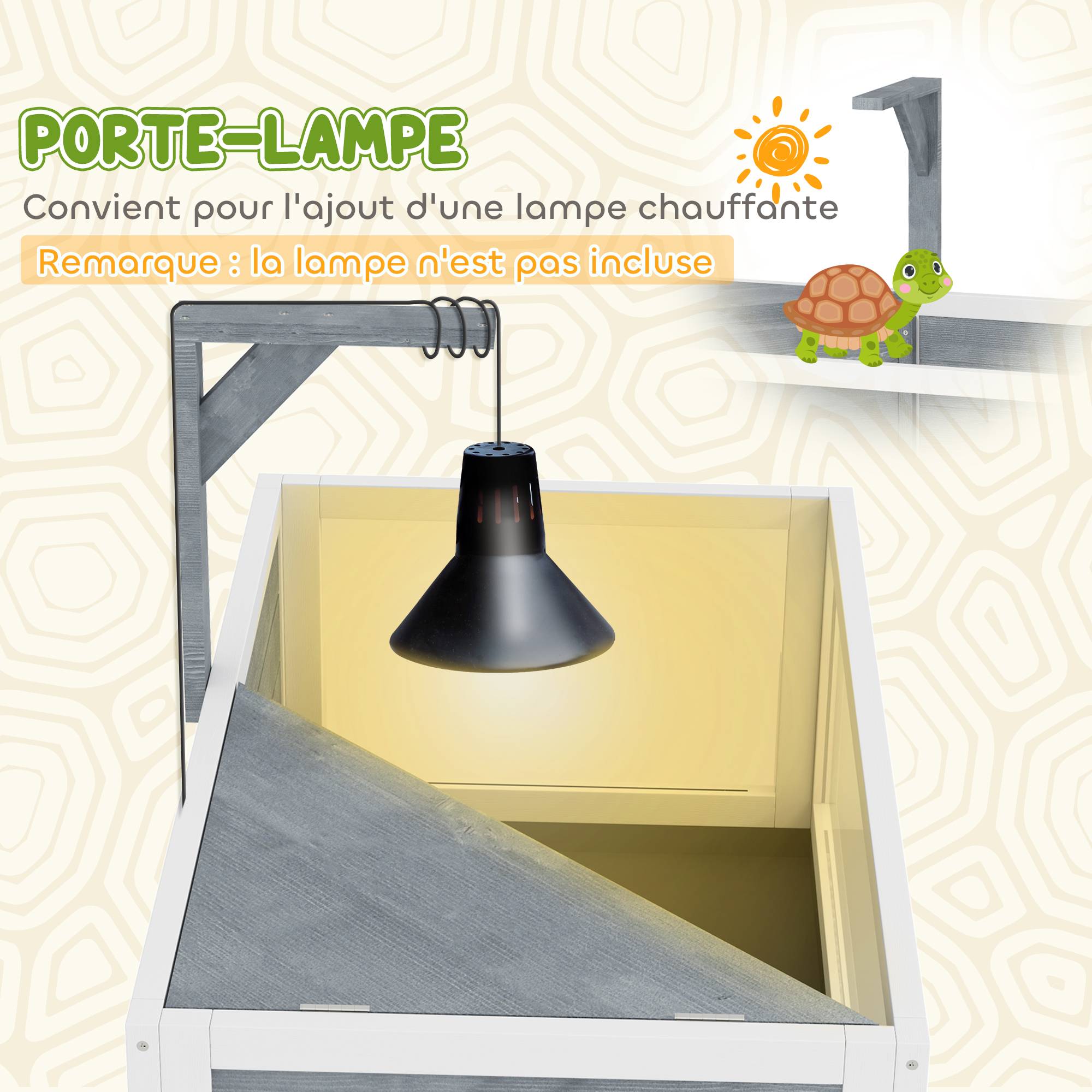 Terrarium pour tortues sur pieds bois gris 84.5 x 47.5 x 90 cm - PANGIVO - Image 9