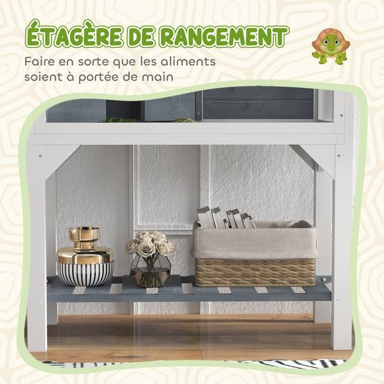 Terrarium pour tortues sur pieds bois gris 84.5 x 47.5 x 90 cm - PANGIVO - Image 6