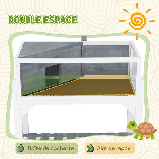 Terrarium pour tortues sur pieds bois gris 84.5 x 47.5 x 90 cm - PANGIVO - Image 8