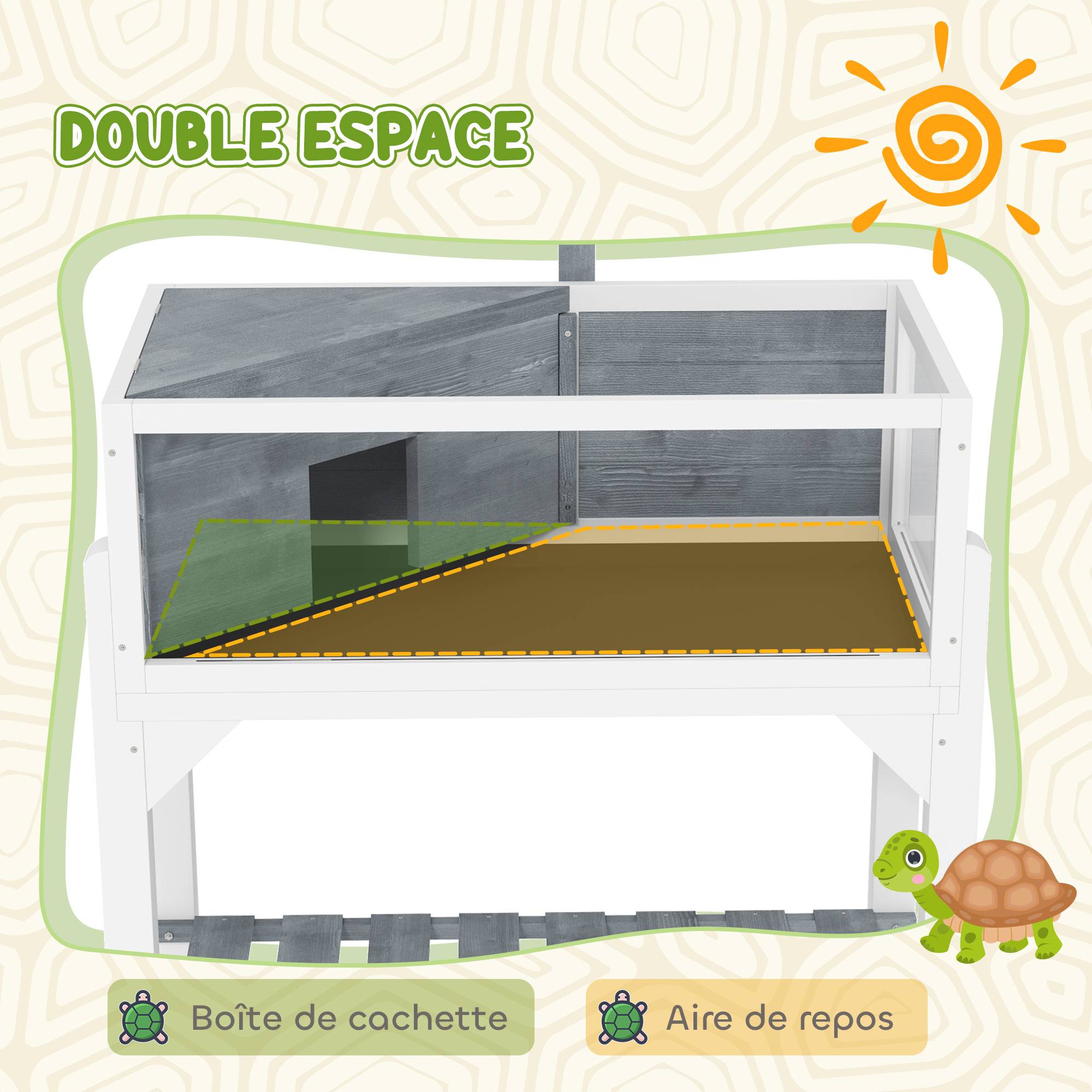 Terrarium pour tortues sur pieds bois gris 84.5 x 47.5 x 90 cm - PANGIVO - Image 8