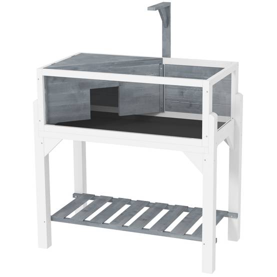 Terrarium pour tortues sur pieds bois gris 84.5 x 47.5 x 90 cm - PANGIVO - Image 2