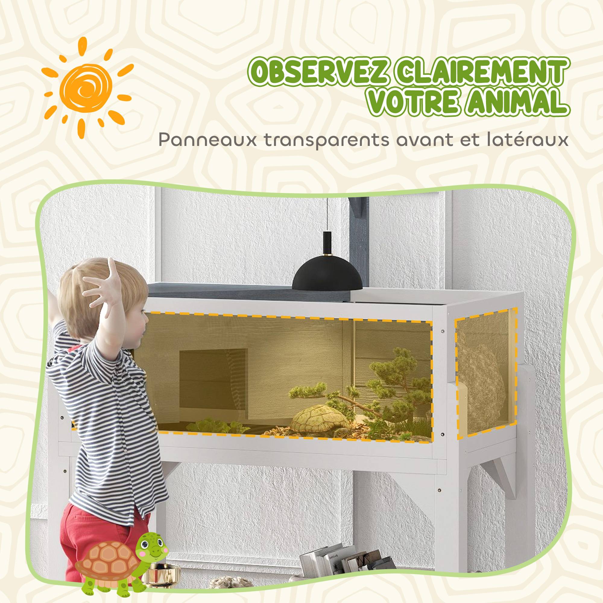 Terrarium pour tortues sur pieds bois gris 84.5 x 47.5 x 90 cm - PANGIVO - Image 7