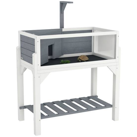 Terrarium pour tortues sur pieds bois gris 84.5 x 47.5 x 90 cm - PANGIVO - Image 1
