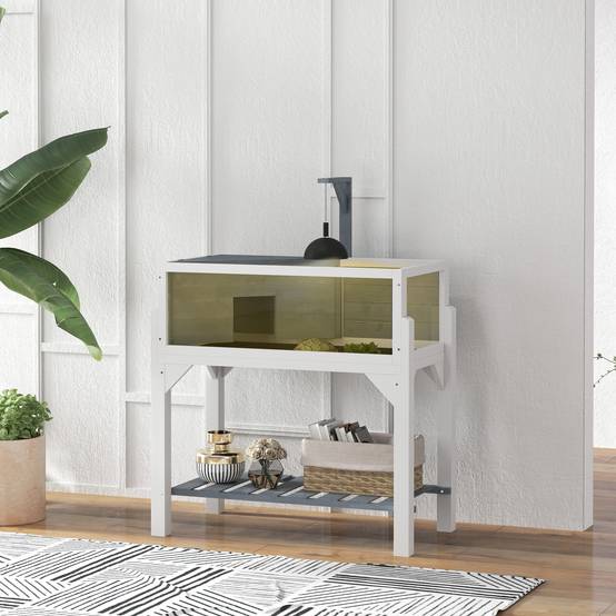 Terrarium pour tortues sur pieds bois gris 84.5 x 47.5 x 90 cm - PANGIVO - Image 4