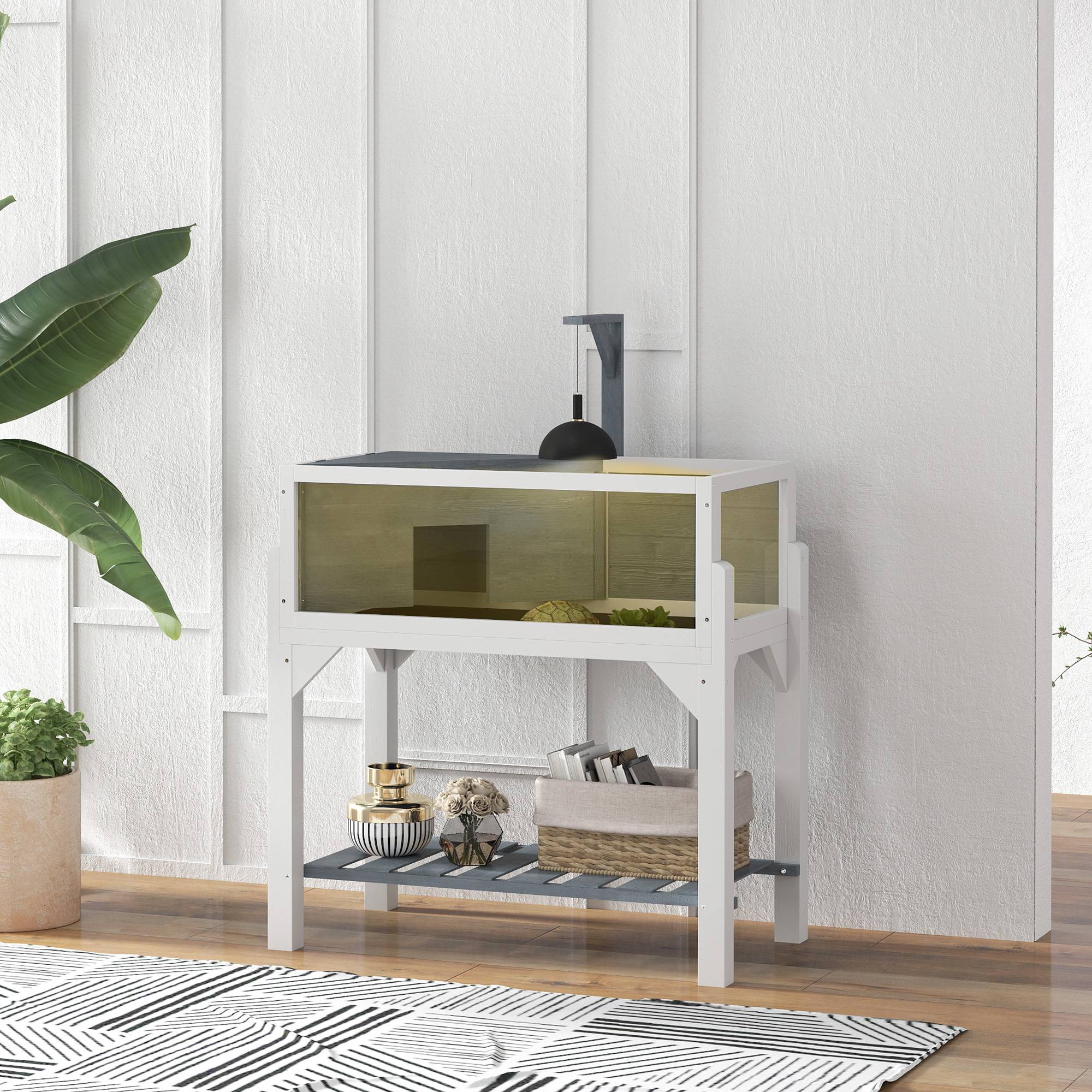 Terrarium pour tortues sur pieds bois gris 84.5 x 47.5 x 90 cm - PANGIVO - Image 4
