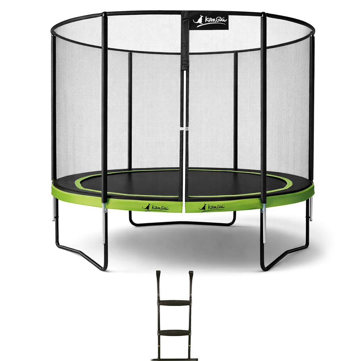 Kangui - Trampoline de jardin Ø 300cm + filet de sécurité + échelle - PUNCHI 300 Vert Kangui - Image 1