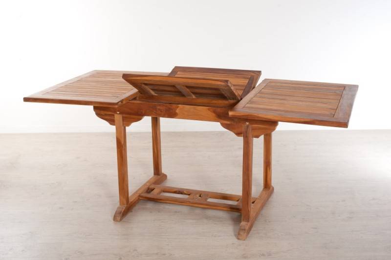 Macabane - MAEVA - Table de jardin 4/6 pers. Rect. Ext. 120/180cm bois Teck huilé - Imagen 4