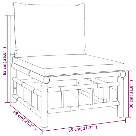 Ensemble Canapé Jardin Bambou 3 pcs Coussins Crème Modulaire – ComfortXL Outdoor Living - Image 8