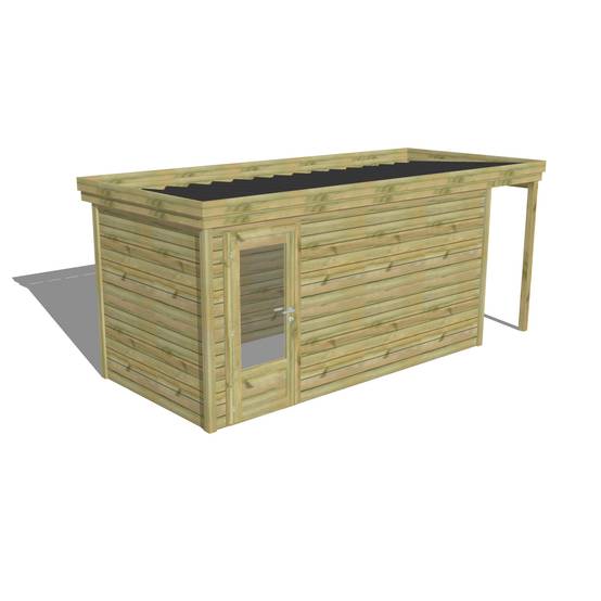 ABRI DE JARDIN bois autoclave 27mm - 5,34x2,14m / 11m2 - Bac acier - Abri Français - Image 1
