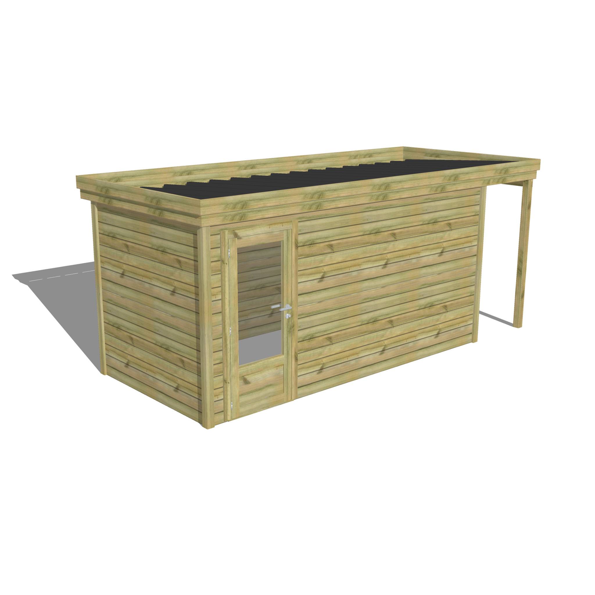 ABRI DE JARDIN bois  autoclave 27mm - 5,34x2,14m / 11m2 - Bac acier - Abri Français - Image 1