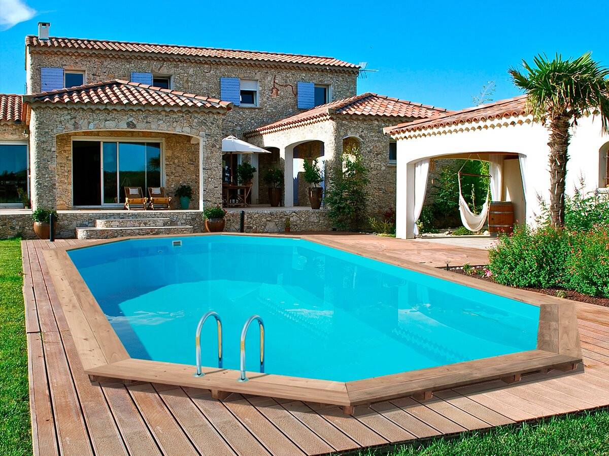 Piscine Bois " Palma 130 " - 7.57 X 4.07 X 1.31 M + Pompe à Chaleur Pour Piscine 6 Kw/h Inverter "powerline By Hayward" - Noir -habitat Et Jardin - Imagen 3