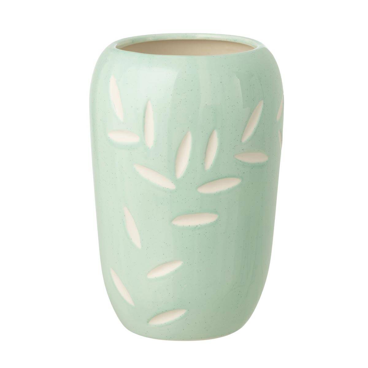 J-Line - Vase Feuilles en Porcelaine "Foglia" 29cm Bleu Clair - Image 1