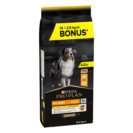 Purina Pro Plan - PRO PLAN Dog All Sizes Adult Light Sterilised Riche Poulet 14+2,5