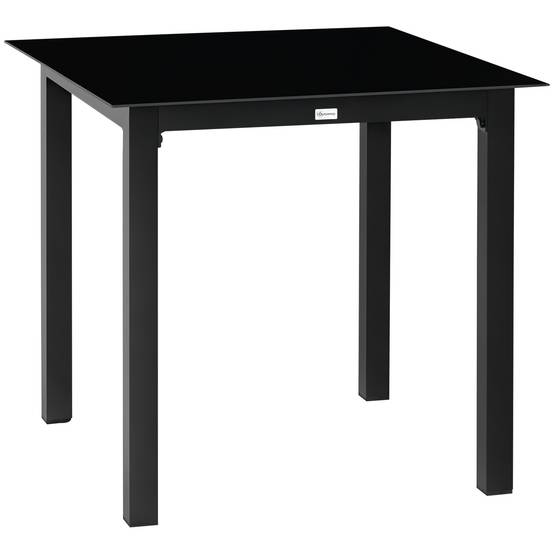 Table de jardin aluminium et verre trempé noir 80 x 80 x 74 cm - PANGIVO - Image 1