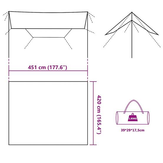 ComfortXL - Grand Tarp de Survie Camouflage Polyester Imperméable Bâche de Sol pour Abri Bushcraft 451x420 cm – ComfortXL Outdoor Living - Image 6