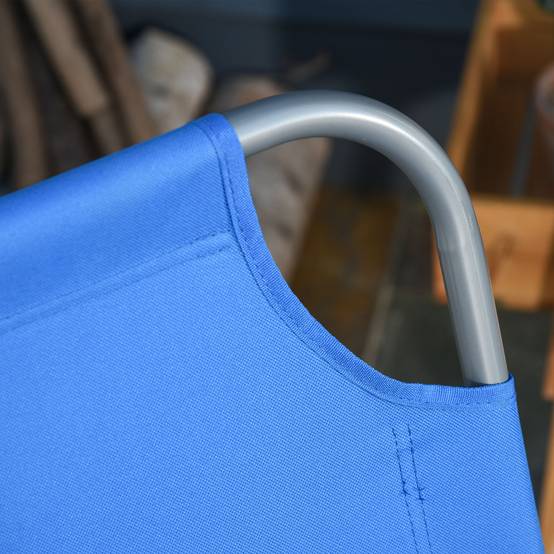 Bain de Soleil transat Pliable Dossier réglable Multipositions métal et Polyester Bleu - Image 10
