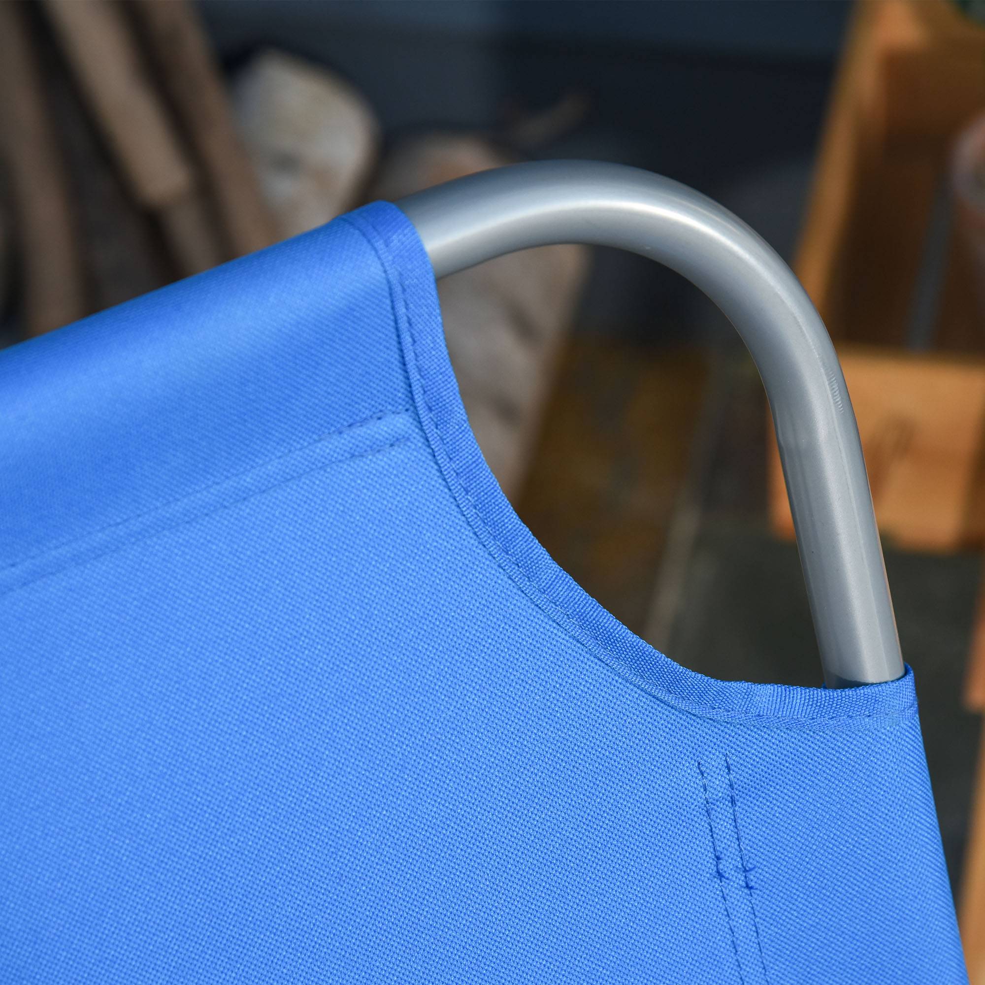 Bain de Soleil transat Pliable Dossier réglable Multipositions métal et Polyester Bleu - Image 10