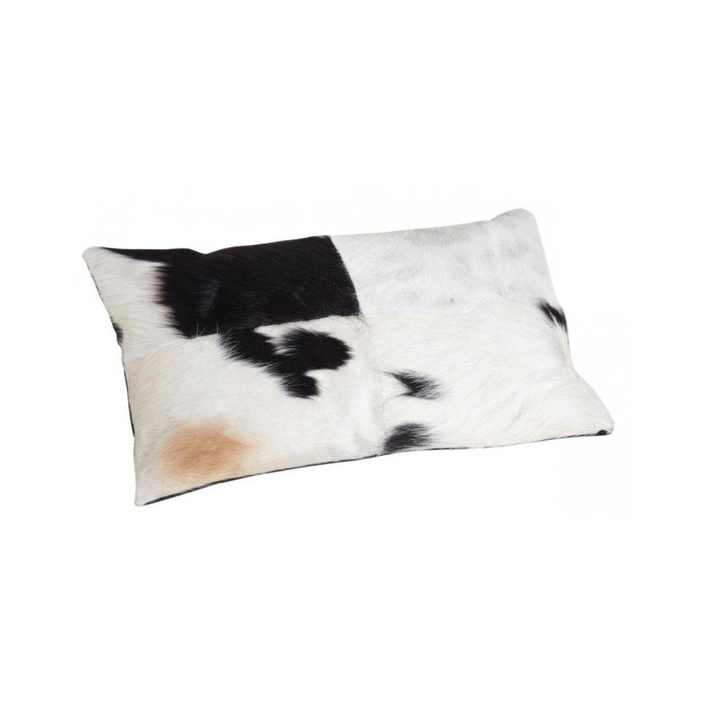 Aubry Gaspard - Coussin en peau de vache véritable modèle aléatoire Noir et blanc 50x30 - Imagen 3