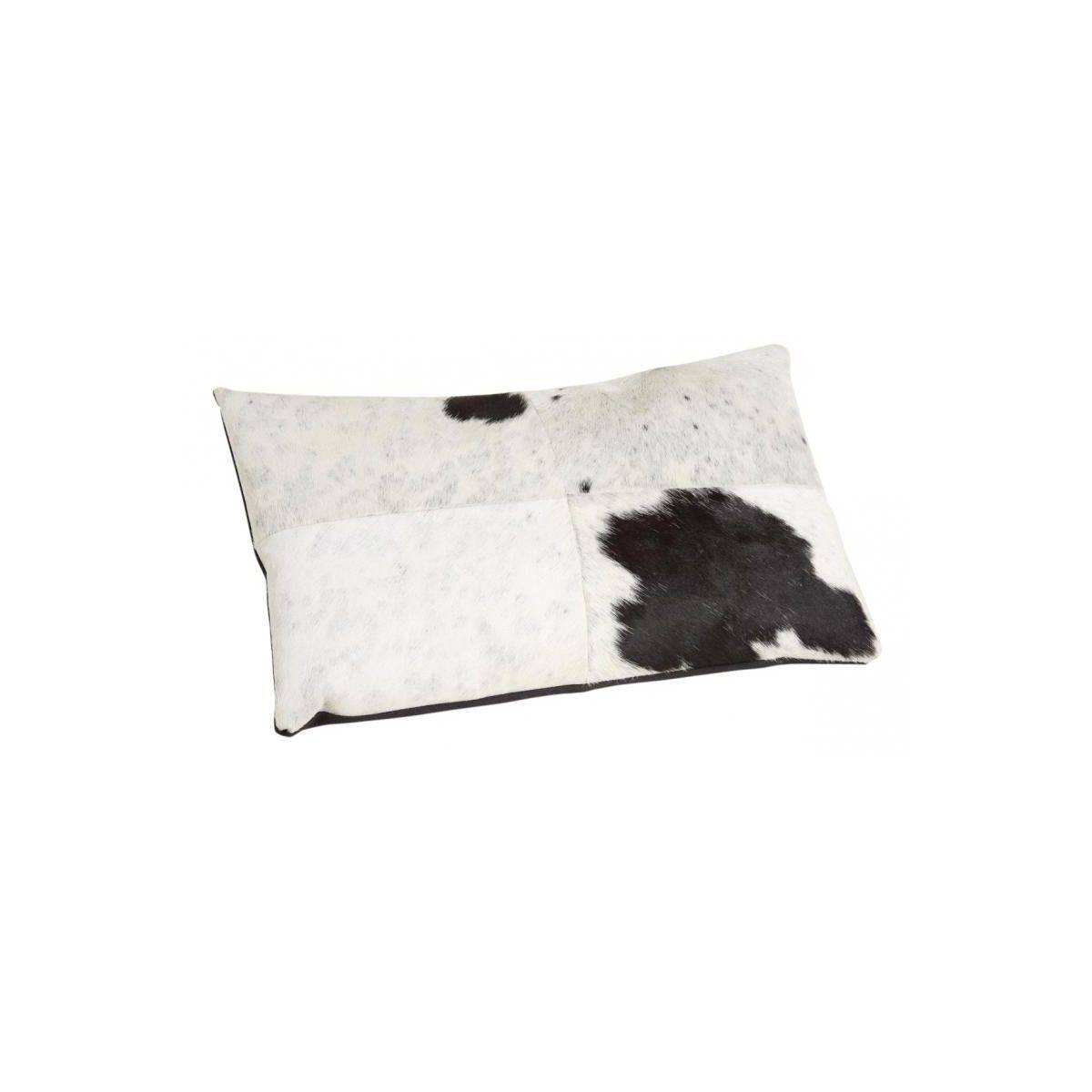 Aubry Gaspard - Coussin en peau de vache véritable modèle aléatoire Noir et blanc 50x30 - Imagen 1