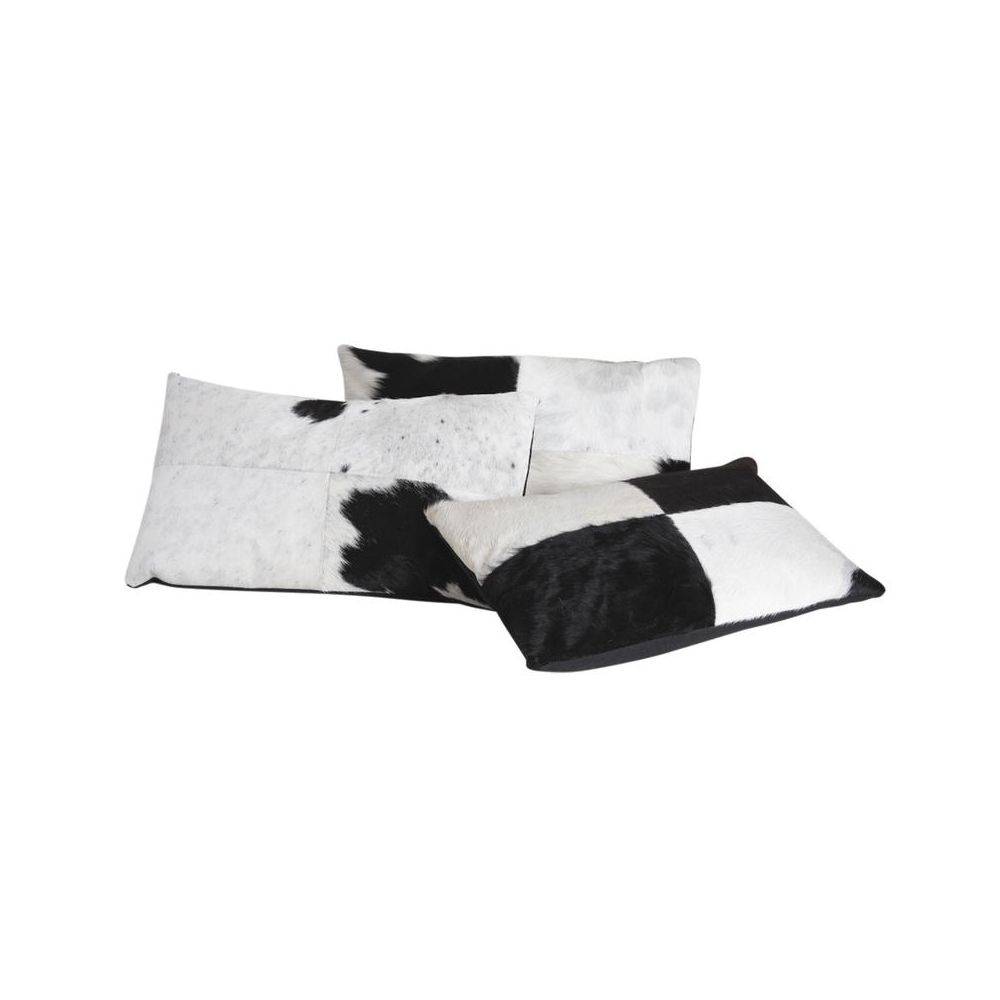 Aubry Gaspard - Coussin en peau de vache véritable modèle aléatoire Noir et blanc 50x30 - Imagen 2