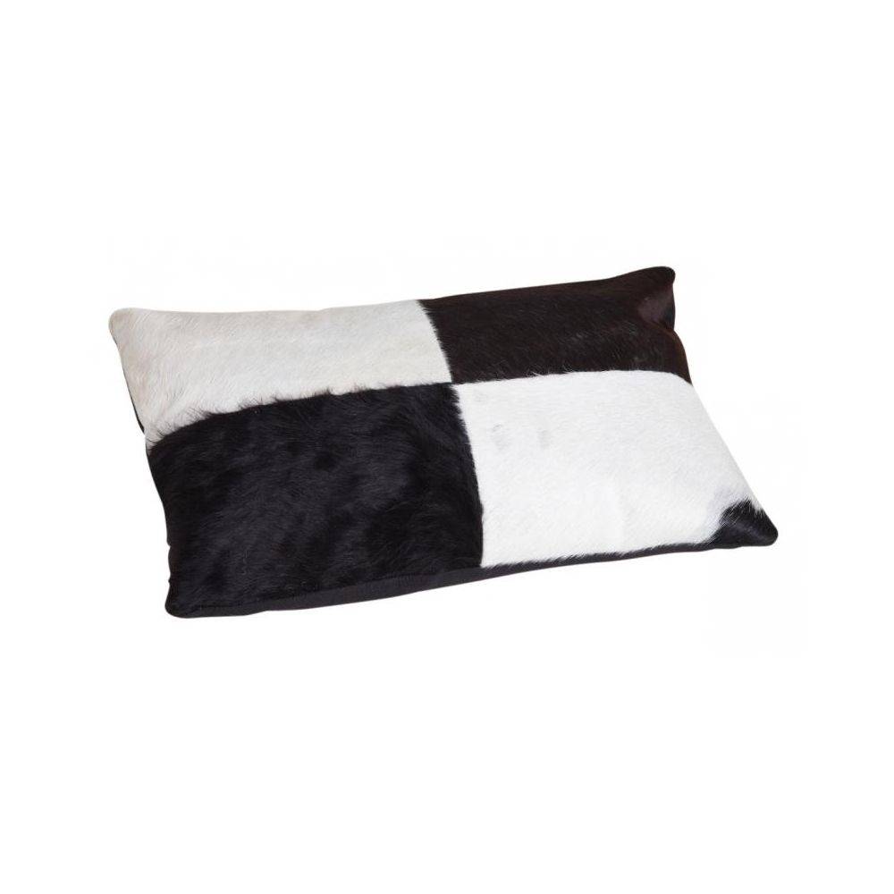 Aubry Gaspard - Coussin en peau de vache véritable modèle aléatoire Noir et blanc 50x30 - Imagen 4