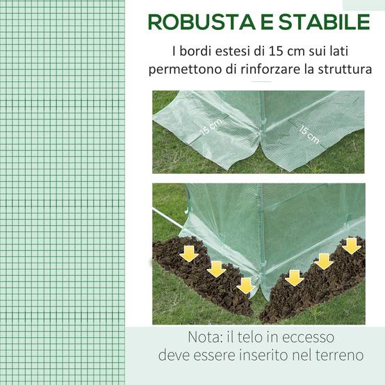 Bâche de rechange pour serre jardin PE protection anti-UV 6 fenêtres 3x2x2 m vert - ComfortXL Outdoor Living - Image 7