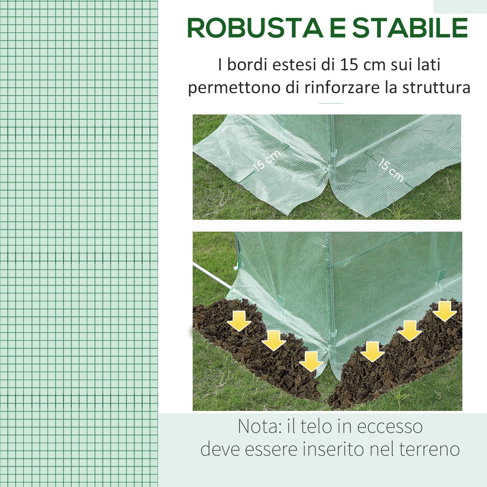 Bâche de rechange pour serre jardin PE protection anti-UV 6 fenêtres 3x2x2 m vert - ComfortXL Outdoor Living - Image 7
