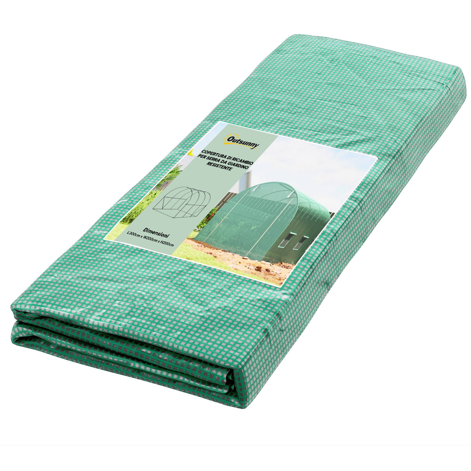 Bâche de rechange pour serre jardin PE protection anti-UV 6 fenêtres 3x2x2 m vert - ComfortXL Outdoor Living - Image 1